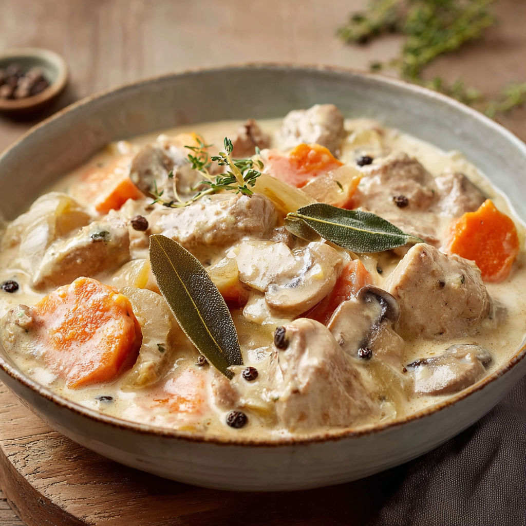 Une recette de Blanquette de veau minceur au Thermomix légère et savoureuse.