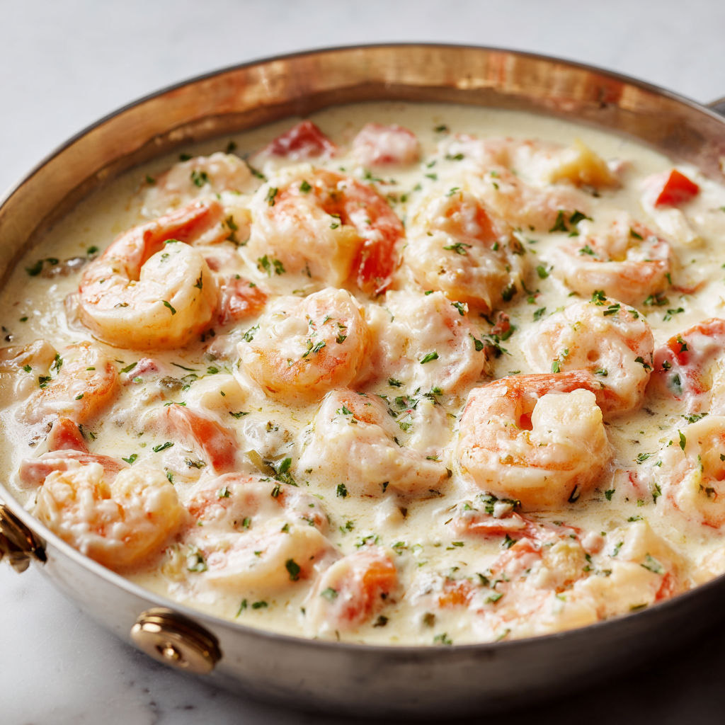 Blanquette de crevettes crémeuse et rapide, parfumée au vin blanc.