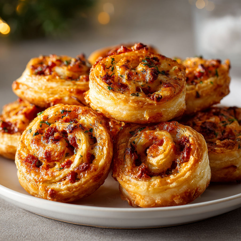 Bouchées apéritives chorizo gruyère dorées au four.