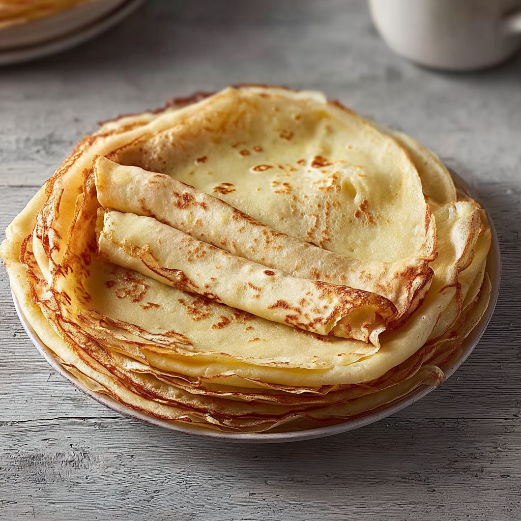 Crêpes moelleuses gourmandes à la vanille et sucre fin.