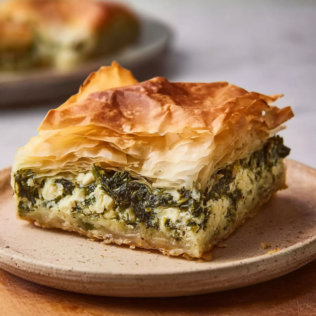Spanakopita (feuilletés aux épinards et à la feta).