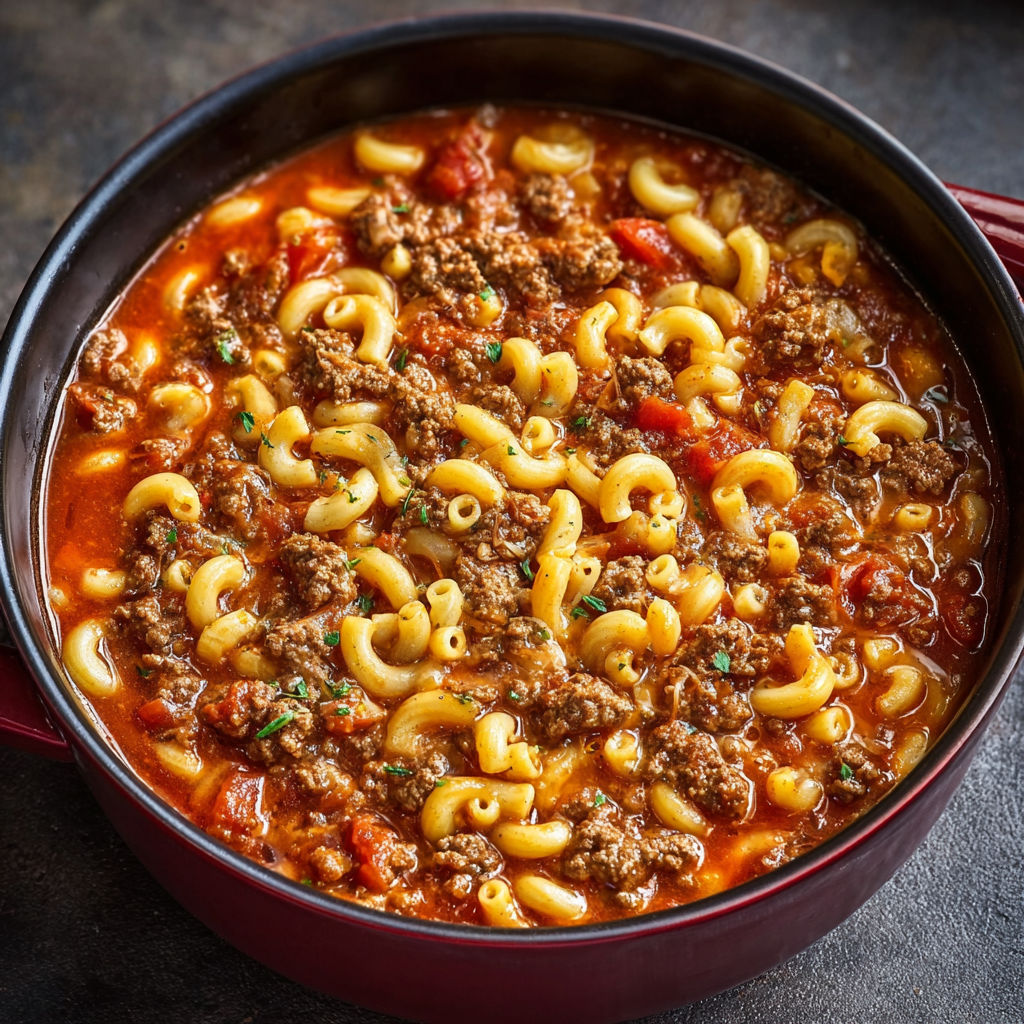 Goulash Réconfortant à l’Américaine : Pâtes, Bœuf et Fromage Fondant.