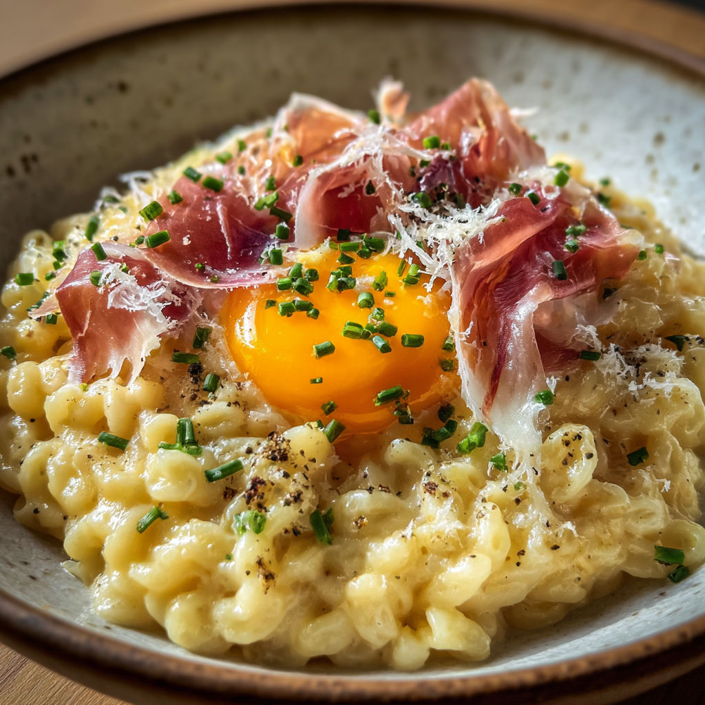 Une recette de Risotto de Coquillettes à la Truffe & Jaune Confit.