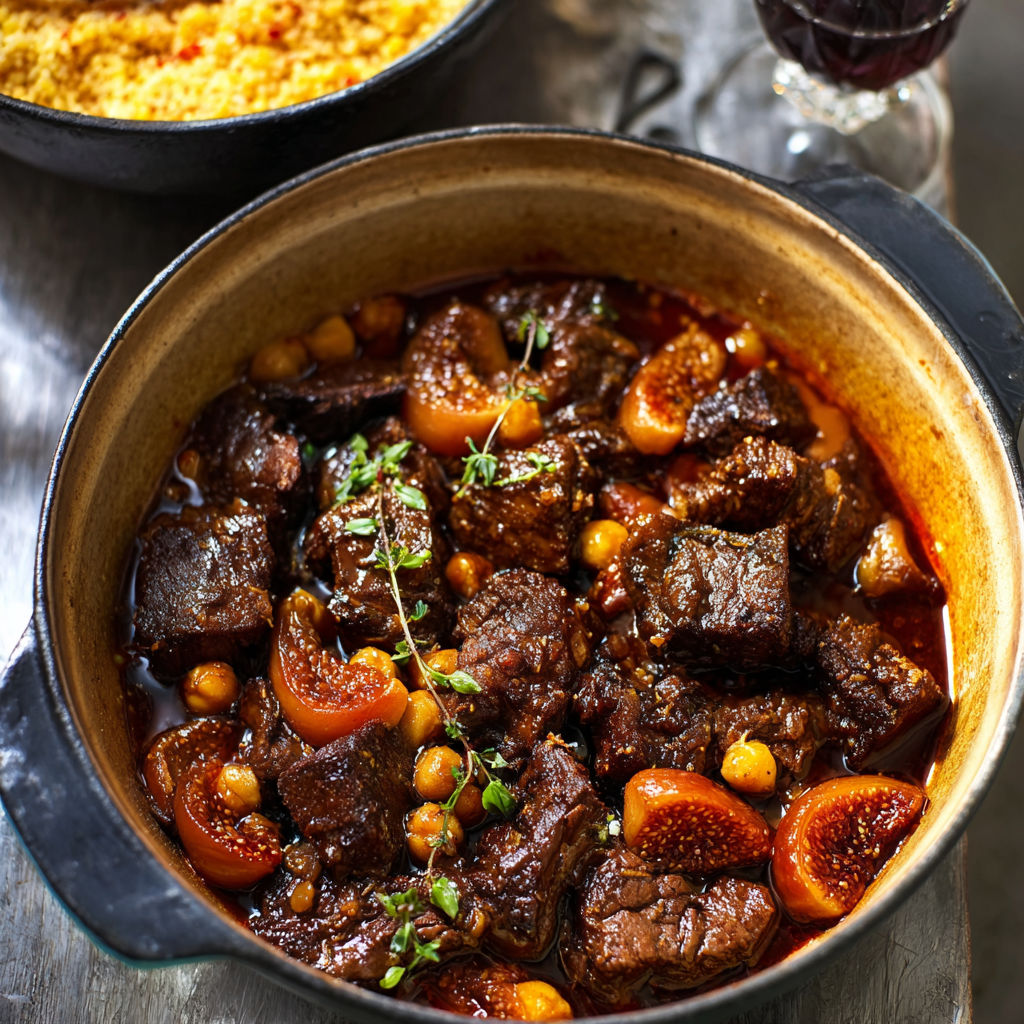 Plat mijoté au boeuf et fruits secs inratable et savoureux.