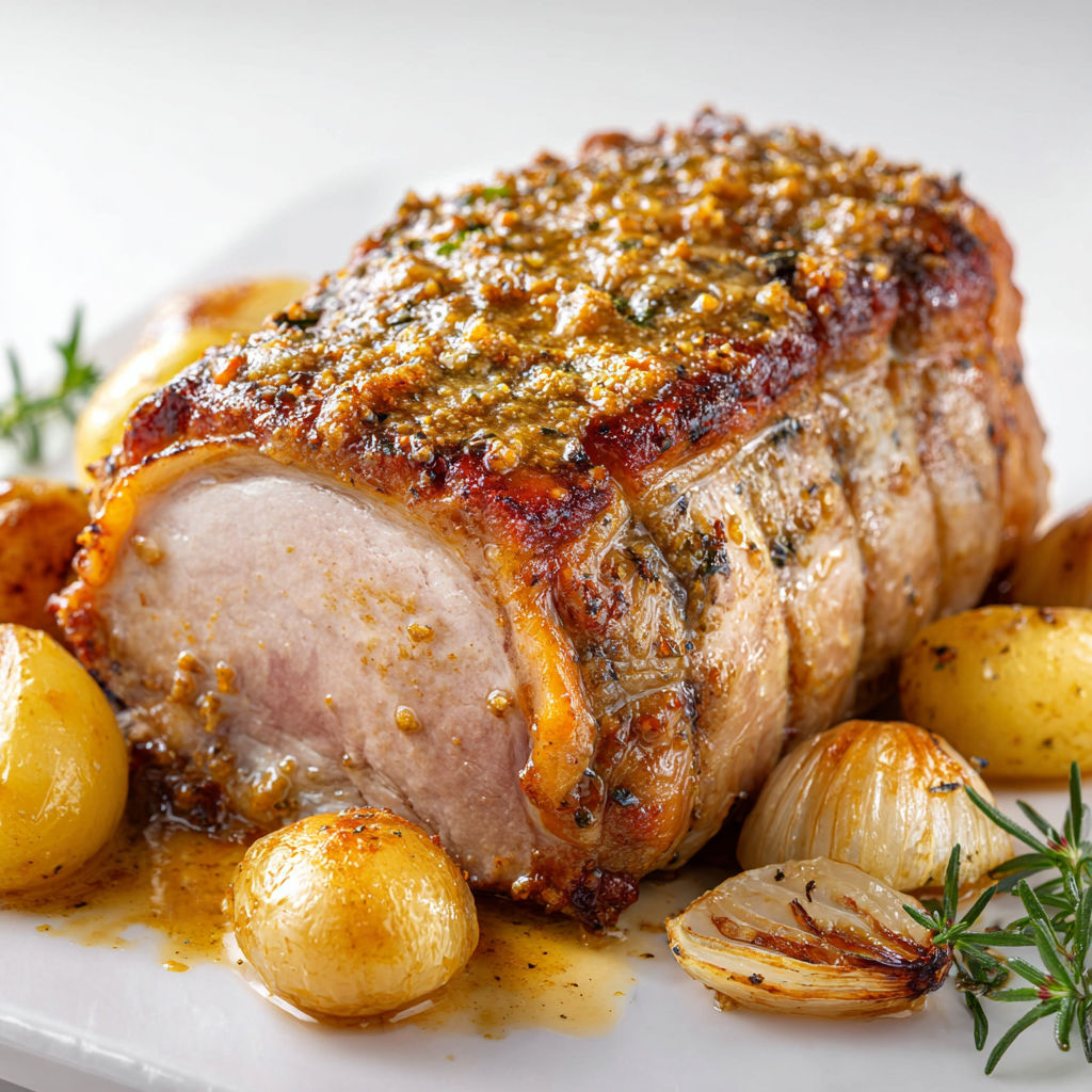 Rôti de Porc Fondant à la Moutarde à l’Ancienne.