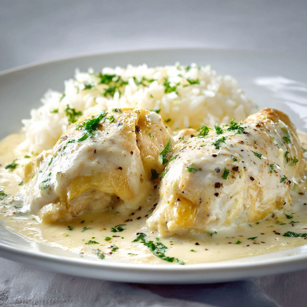 Poule au Riz Traditionnelle, Sauce Suprême Crémeuse & Riz Fondant.