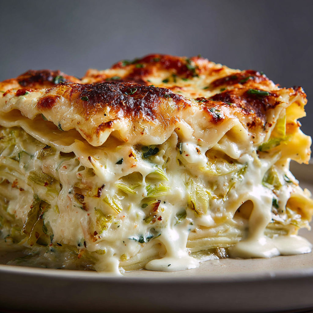 Lasagnes Crémeuses aux Poireaux et Boursin.