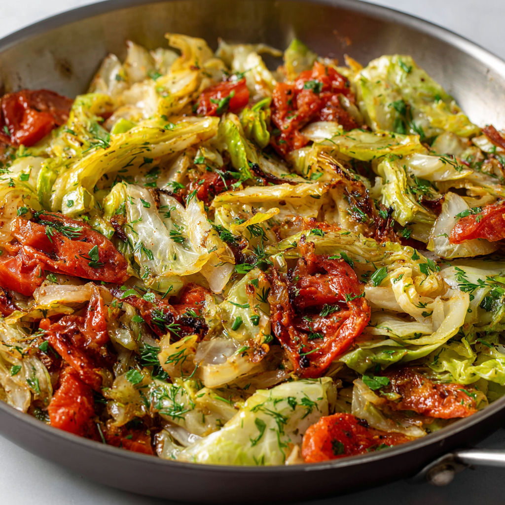 Savoureux Chou Méditerranéen aux Tomates et Herbes Fraîches.