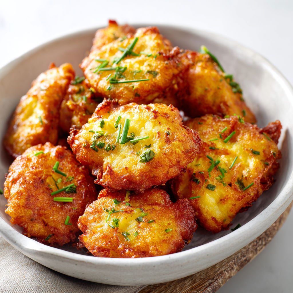 Un plat contenant des acras de morue traditionnels faits-maison.