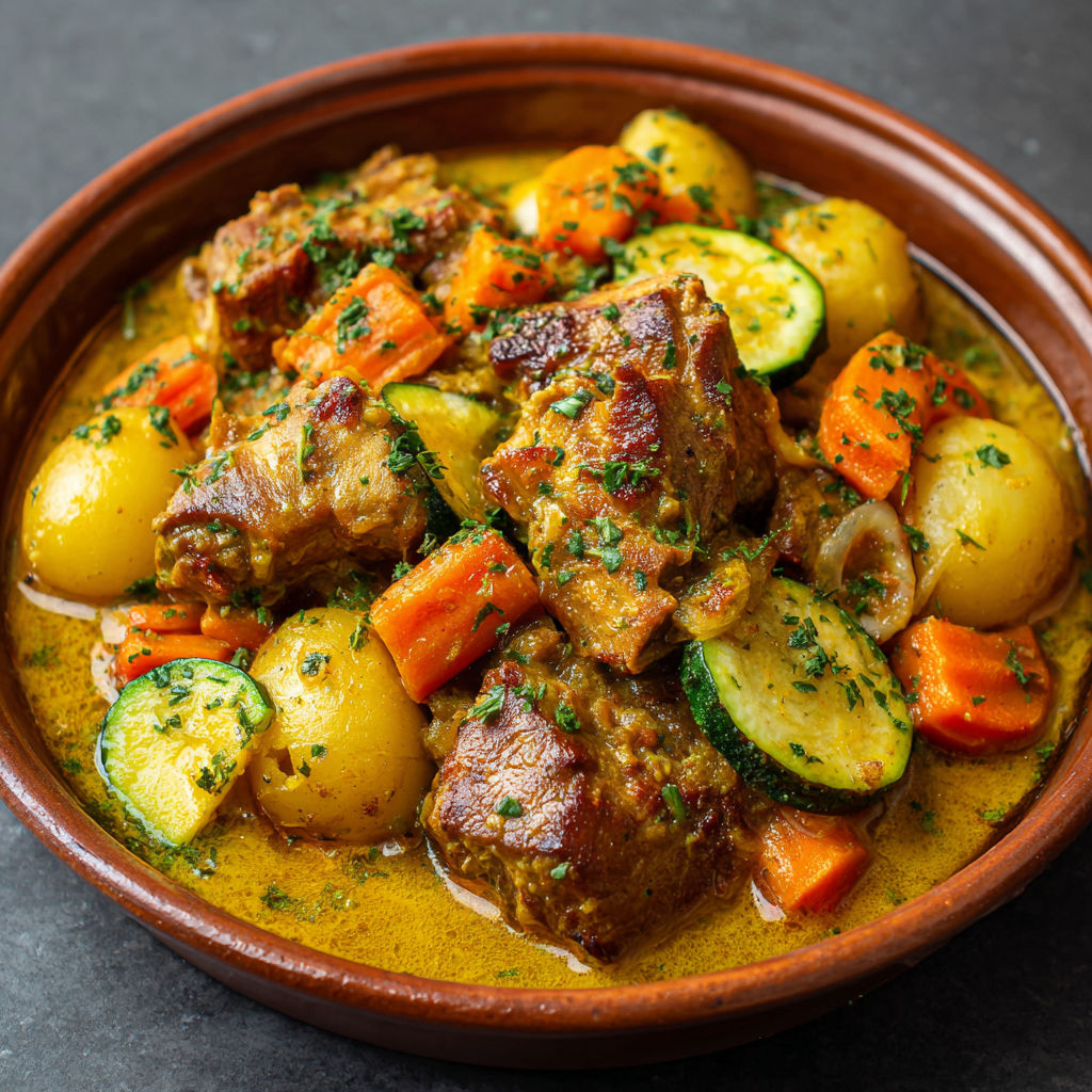 Porc fondant au colombo : un voyage culinaire aux Antilles dans votre assiette.