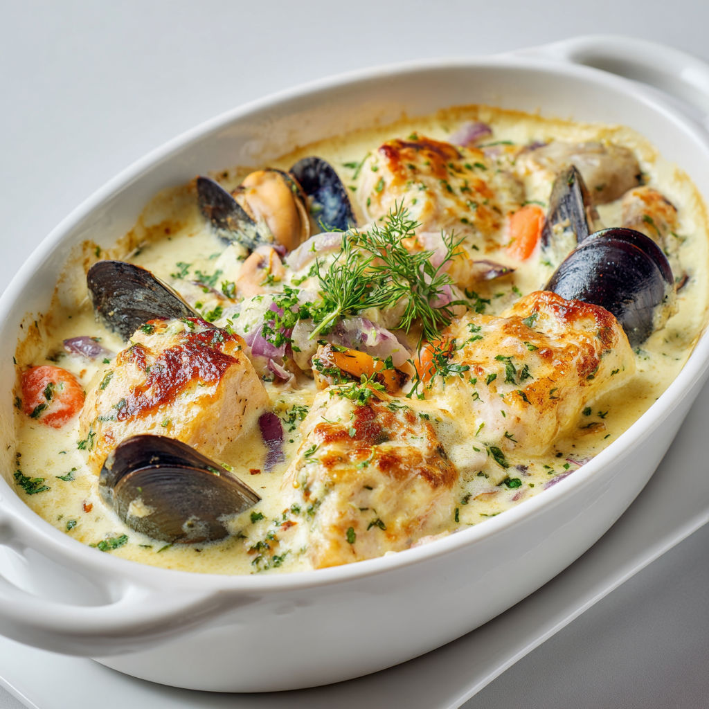 Une recette de Blanquette de cabillaud et saumon aux moules : crémeuse et raffinée.