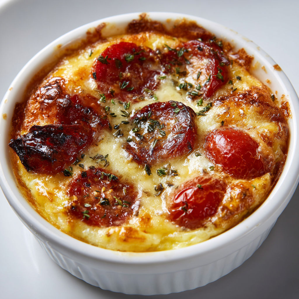 Mini clafoutis gourmands aux endives caramélisées et chorizo croustillant.
