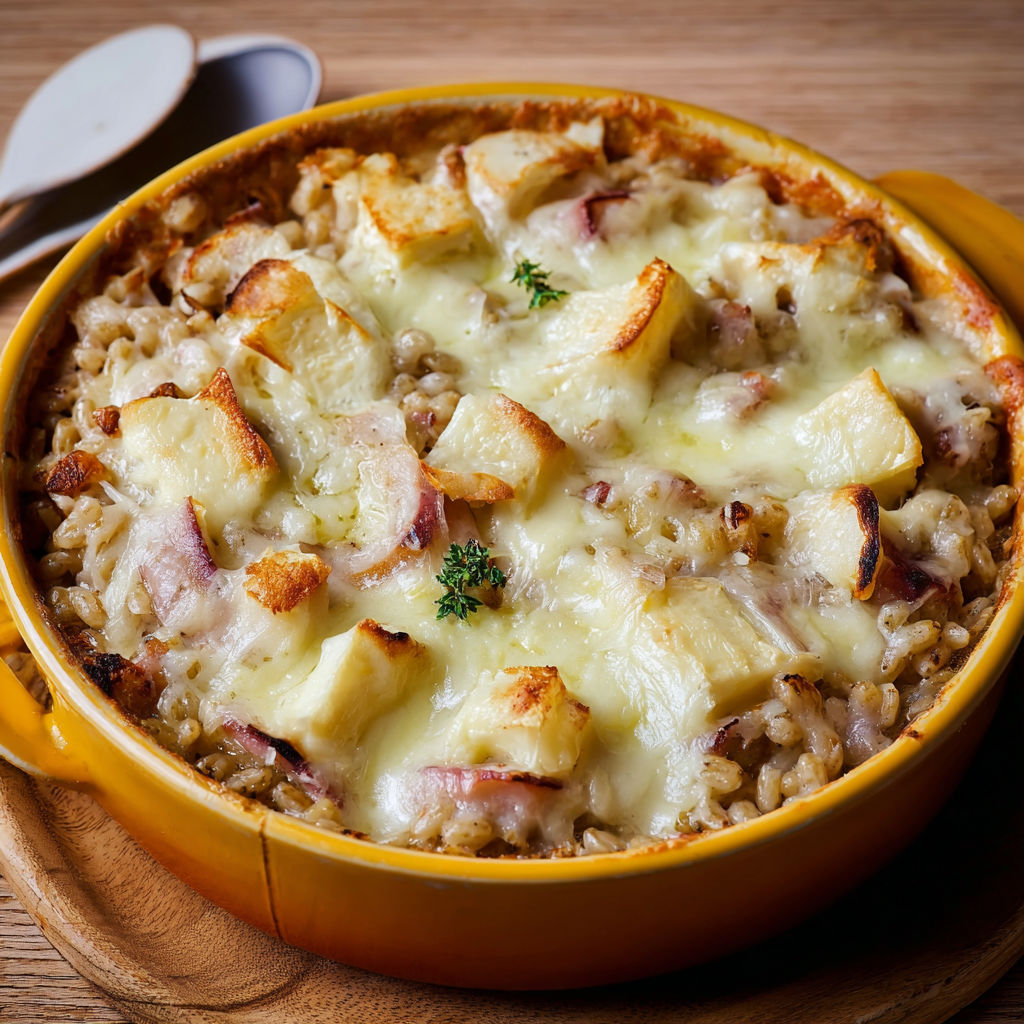 Croziflette savoyarde au jambon cru et reblochon fondant.