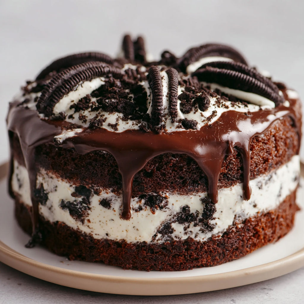 Gâteau chocolat XXL façon Oreo, crème mascarpone ultra gourmande.