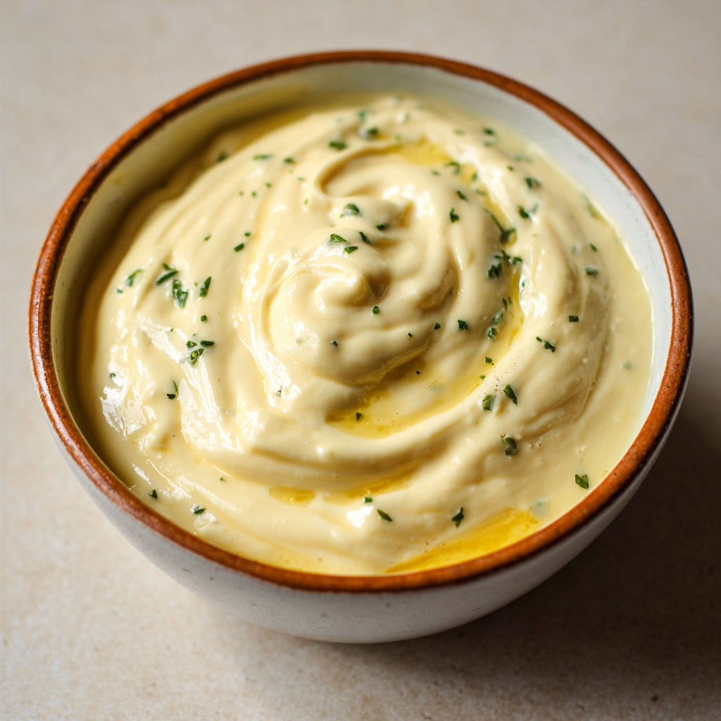 Une assiette contenant une sauce Aïoli Marseillaise.