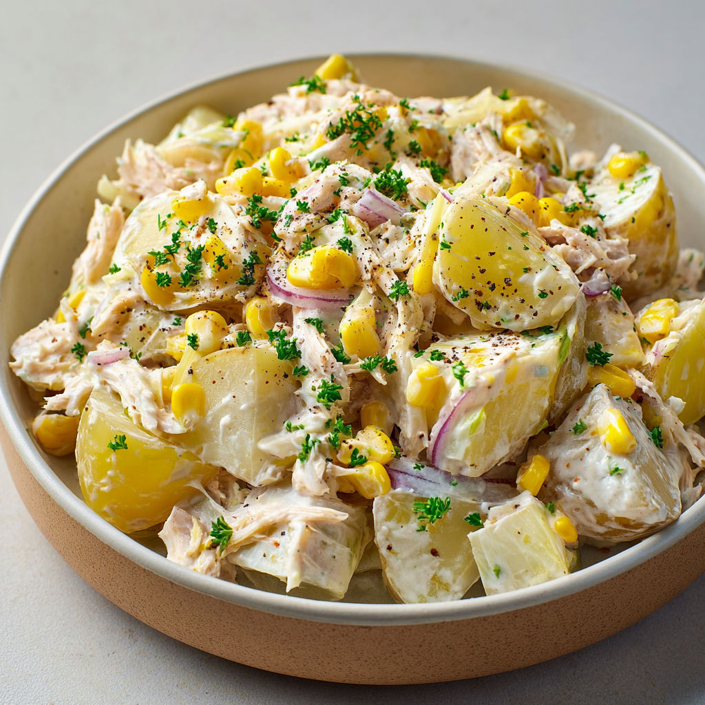 Salade fraîcheur aux endives, pommes de terre fondantes et thon délicat.