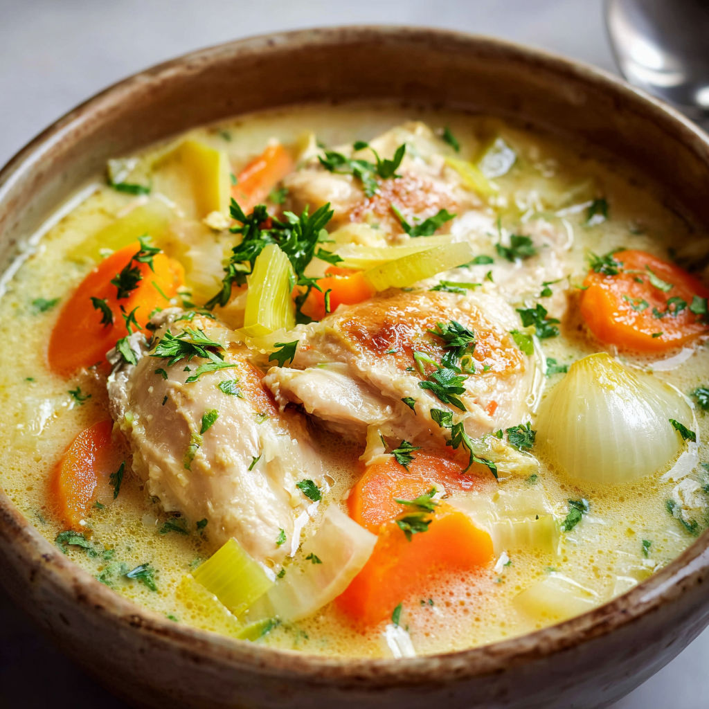 Cocotte de Poulet Façon Waterzoï, Douceur de Légumes et Sauce Onctueuse.