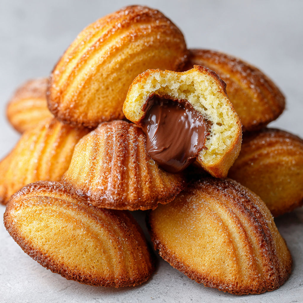 Madeleines Moelleuses au Cœur Fondant de Nutella.