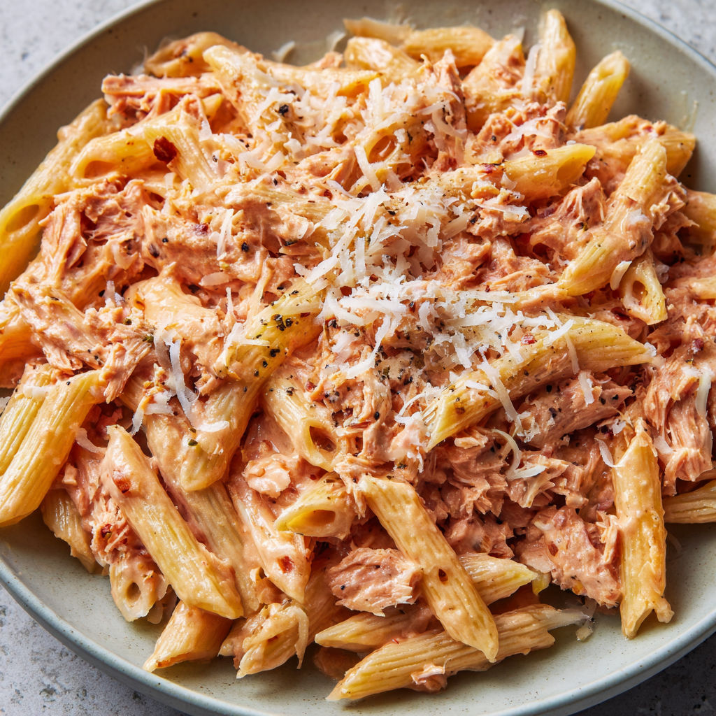 Délice de Pâtes au Thon à la Crème et au Gruyère.