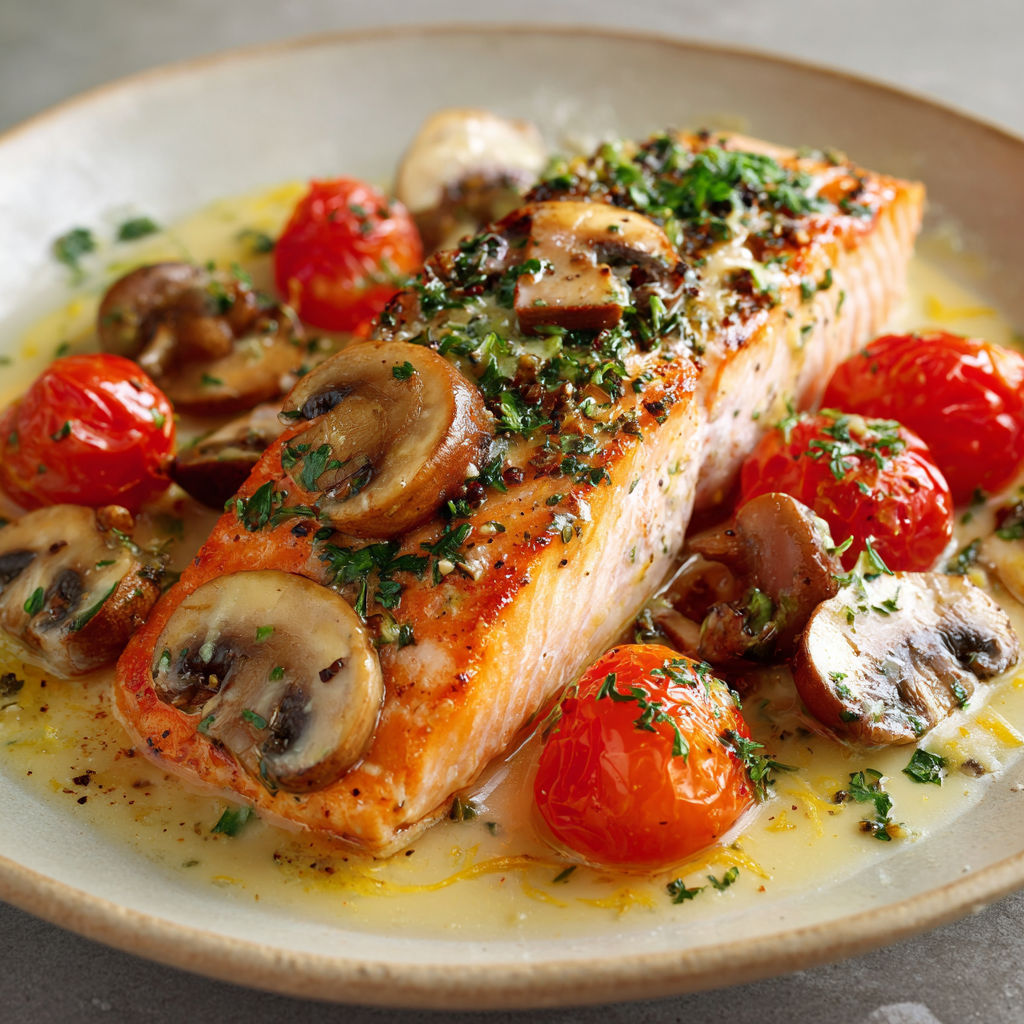 Pavés de Saumon Savoureux en Papillote au Citron et Champignons.