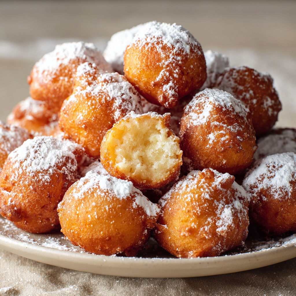 Beignets Suisses Ultra Moelleux Saupoudrés de Sucre Glace.