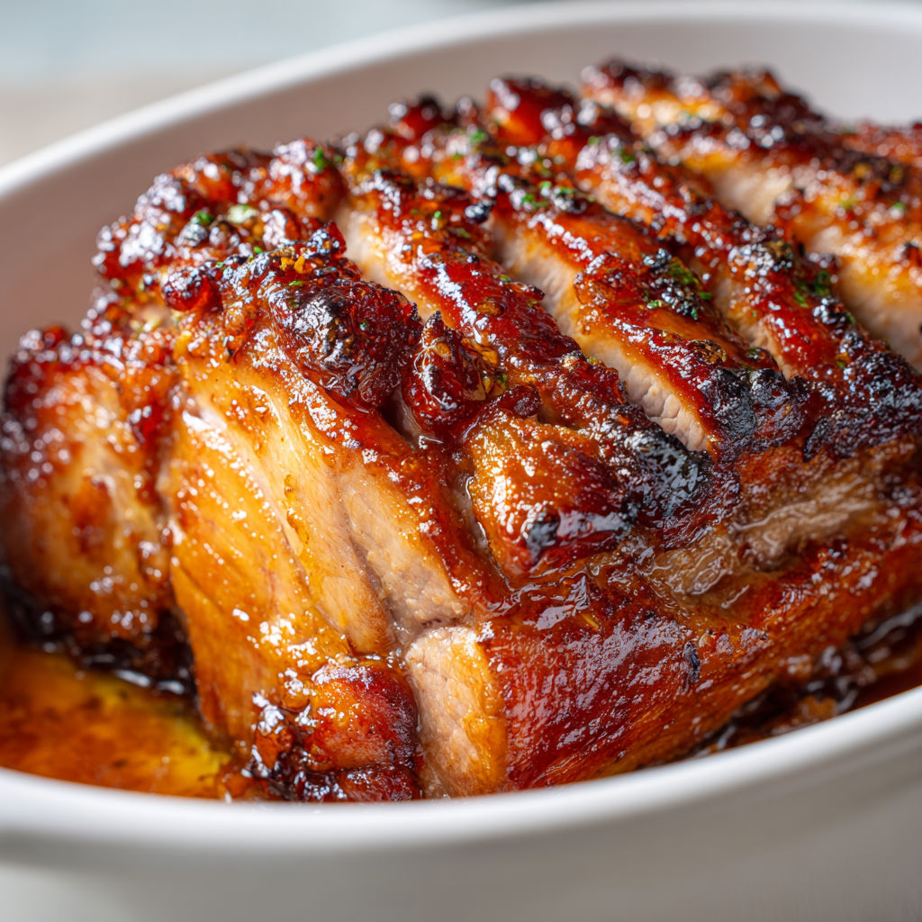 Porcelet Rôti au Miel et Épices, Peau Croustillante et Chair Fondante.