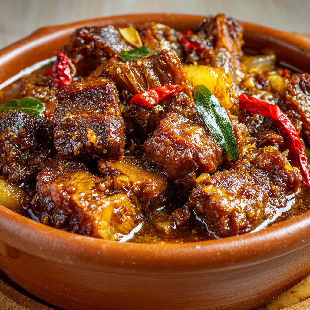 Ragoût de porc créole aux épices et citron vert, viande fondante et parfumée.