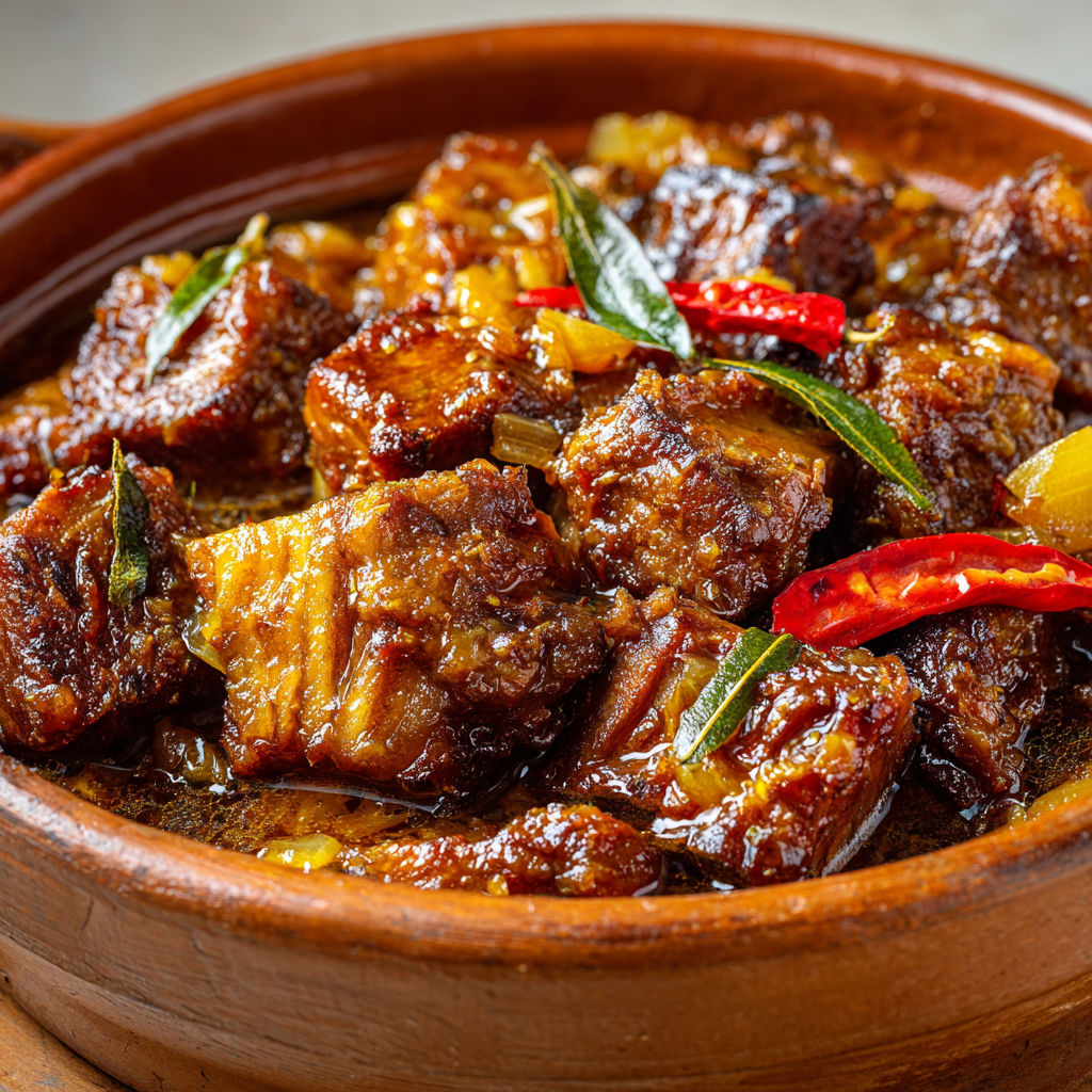 Porc mijoté façon créole, aux piments, gingembre et aromates pour un plat intense et ensoleillé.