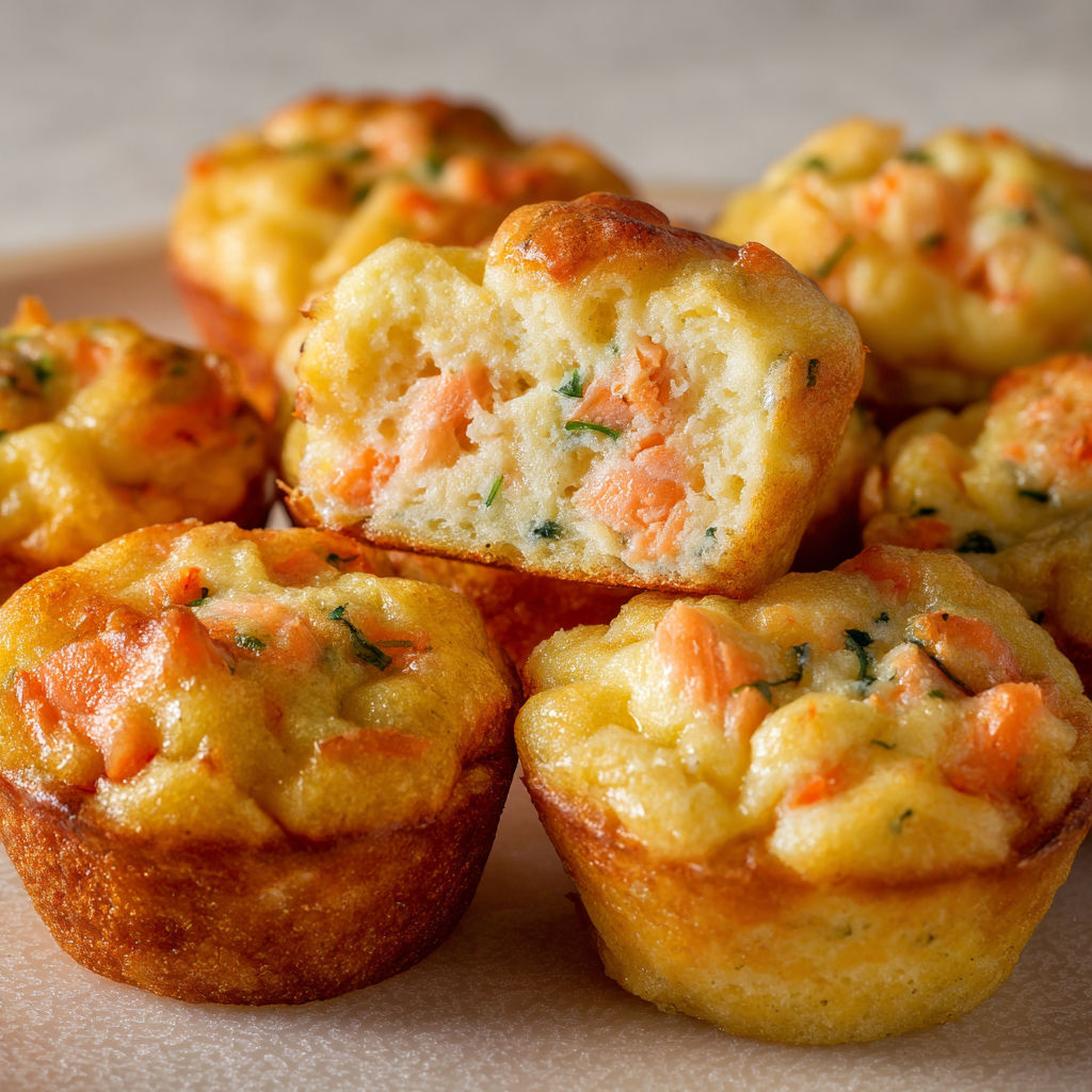 Mini cakes moelleux au saumon fumé et Boursin, parfaits pour l’apéritif.