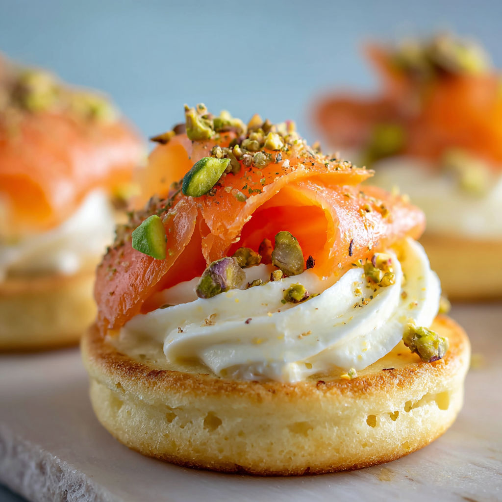 Blinis au saumon fumé et crème citronnée, élégants et faciles.