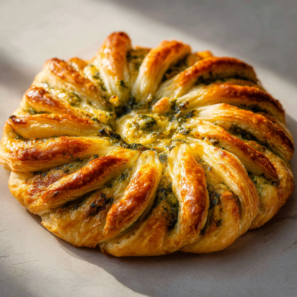 Feuilleté soleil au pesto et fromage, l’apéro facile qui fait sensation.