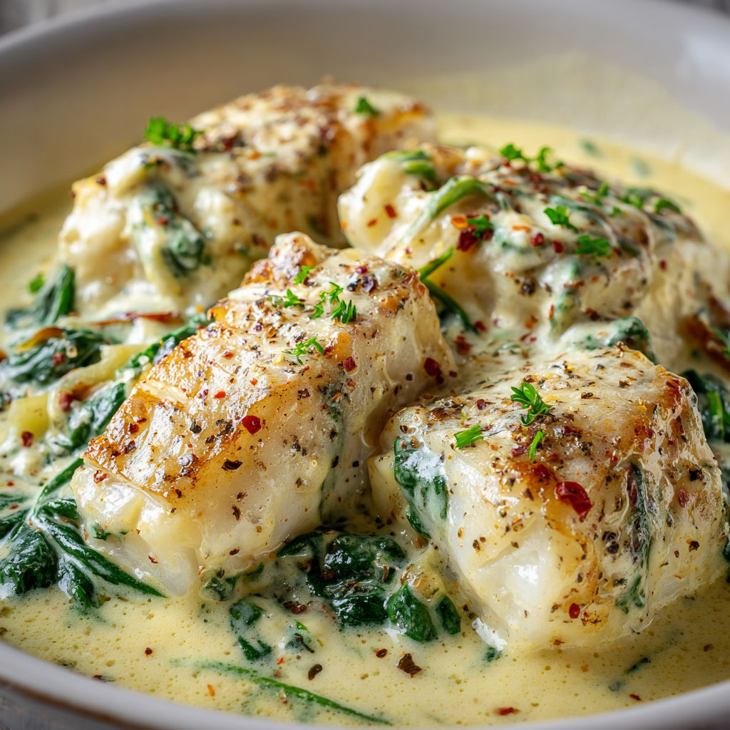 Une recette de Dos de cabillaud aux épinards et sauce crémeuse à la moutarde, léger et savoureux.