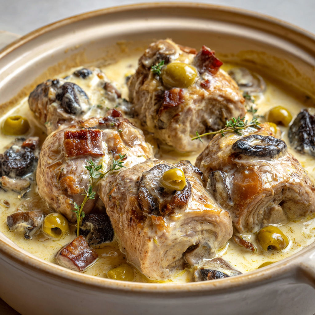 Paupiettes de veau au vin blanc et champignons, une recette savoureuse et délicieuse.