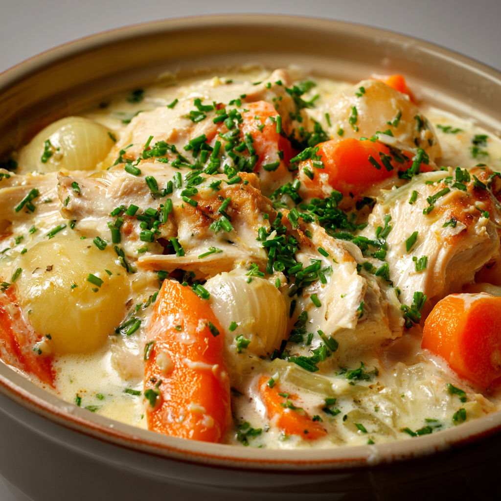 Blanquette de dinde aux carottes et oignons, recette douce et ultra réconfortante.