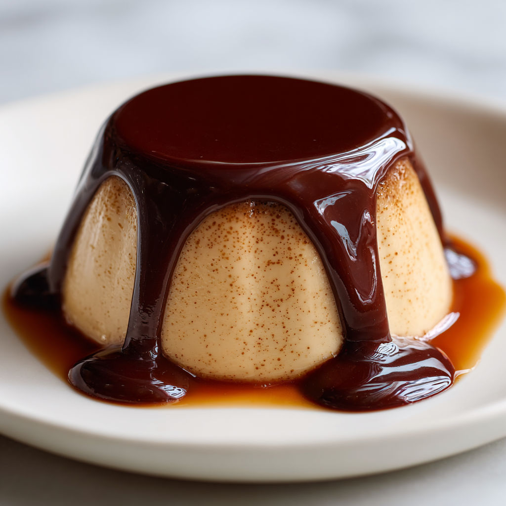 Panna cotta café ultra onctueuse et son coulis chocolat fondant.