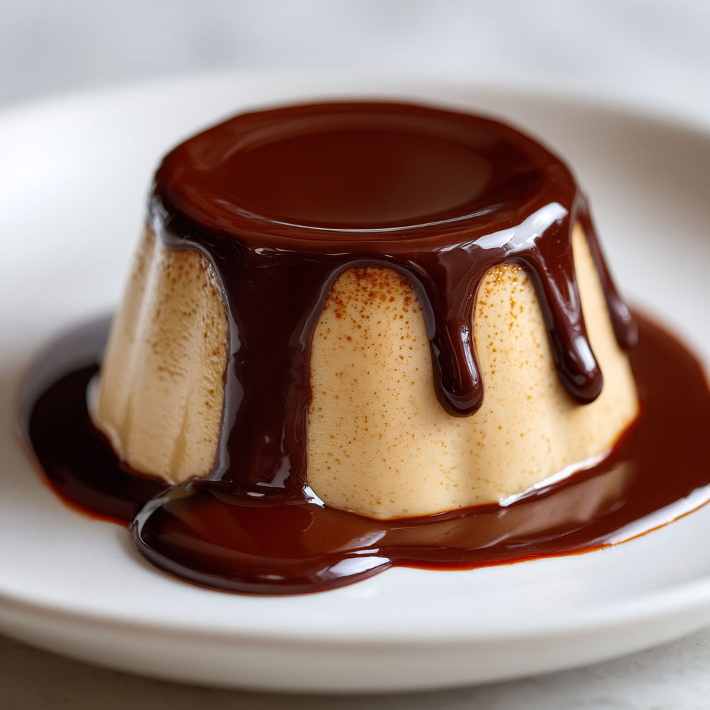 Panna cotta parfum café, cœur fondant et sauce chocolat gourmande.