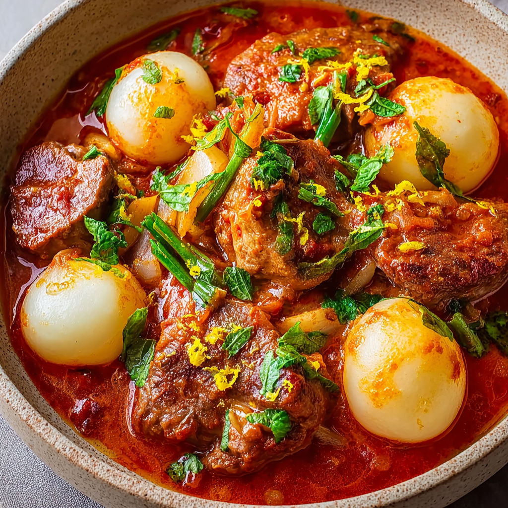 Un plat de Sauté d'agneau aux petits navets est servie dans un bol.