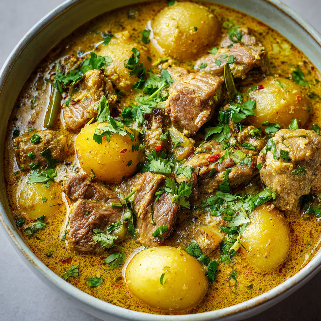 Une recette de Curry d’agneau thaï crémeux au lait de coco, une explosion de saveurs exotiques et parfumées.