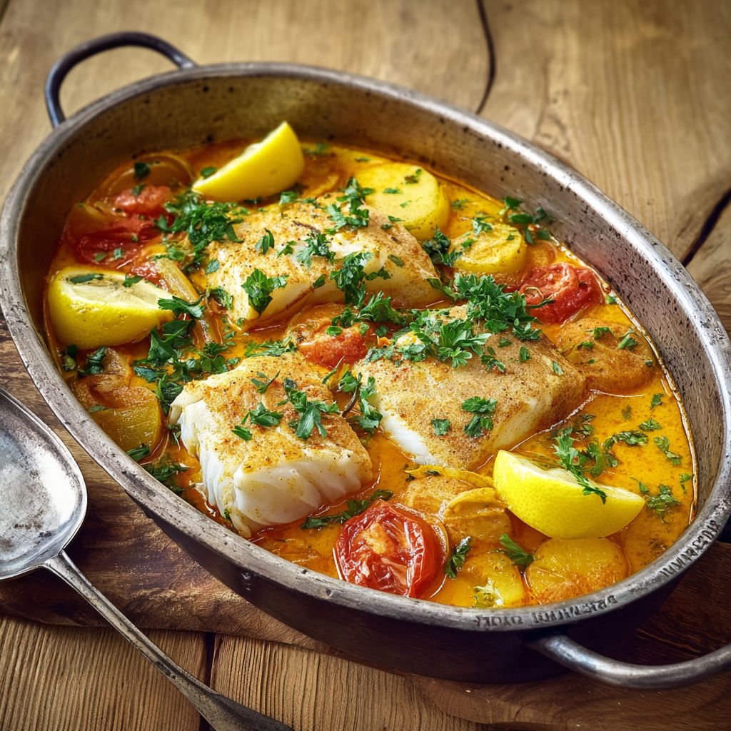 Une recette de Morue en bouillabaisse traditionnelle parfumée au safran et aux herbes de Provence.