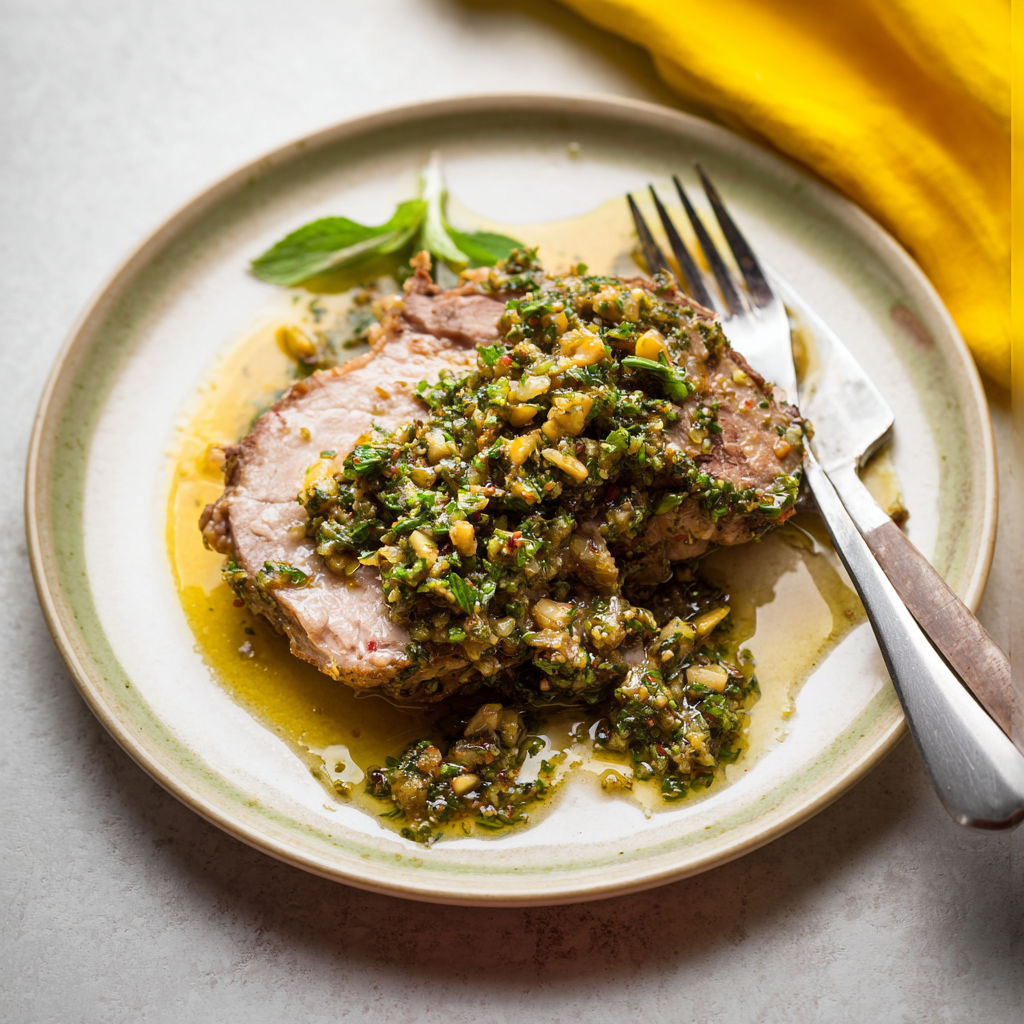 Gigot d’agneau rôti aux herbes et citron confit, touche méditerranéenne intense.