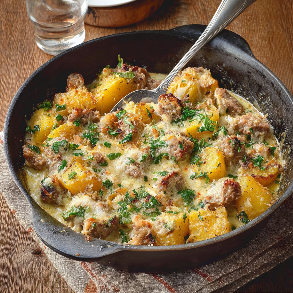 Agneau au four aux pommes de terre et pecorino, recette rustique et savoureuse.