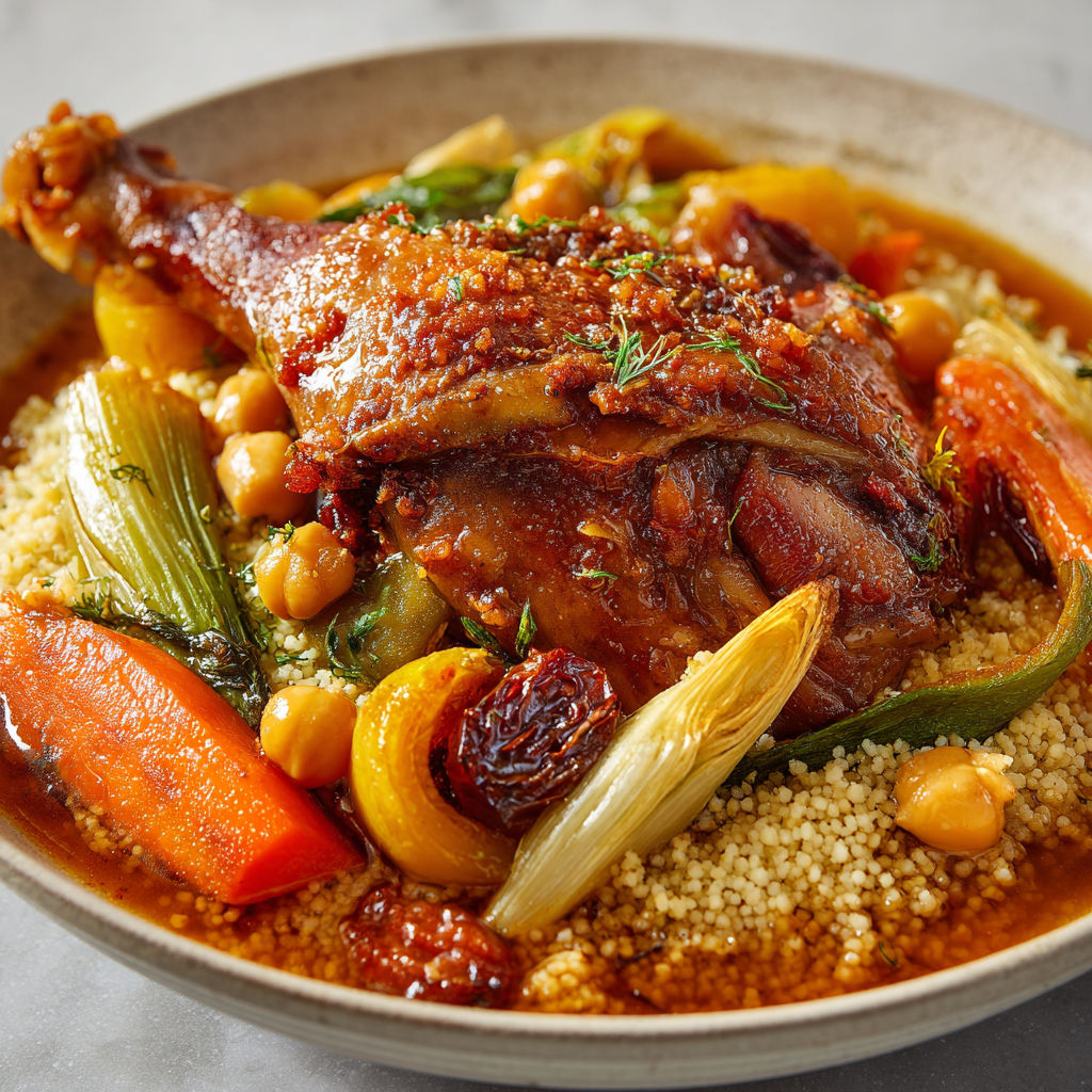 Couscous revisité à la dinde, semoule parfumée et bouillon épicé irrésistible.