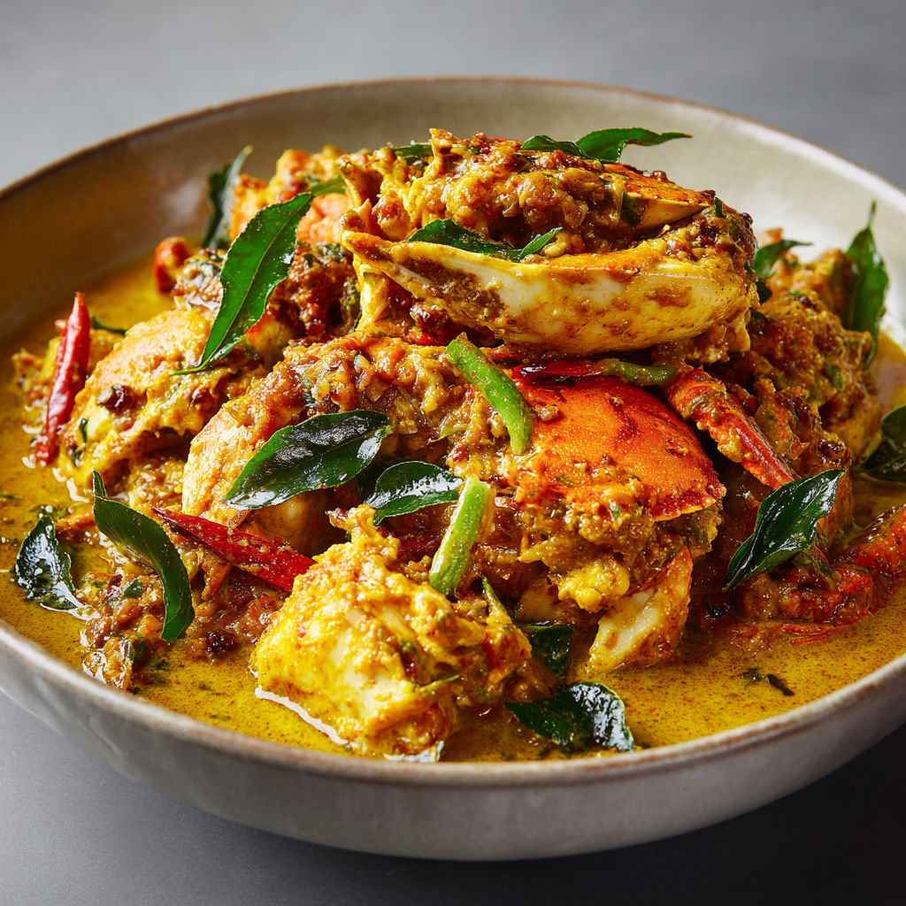 Un plat de Curry de crabe et noix de coco.