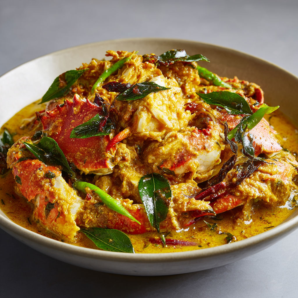 Curry de crabe à la noix de coco, un plat exotique aux épices parfumées et à la texture riche et fondante