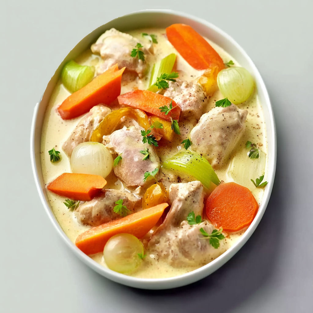 Blanquette de veau à la vanille, une version raffinée du grand classique, avec une sauce douce et parfumée.
