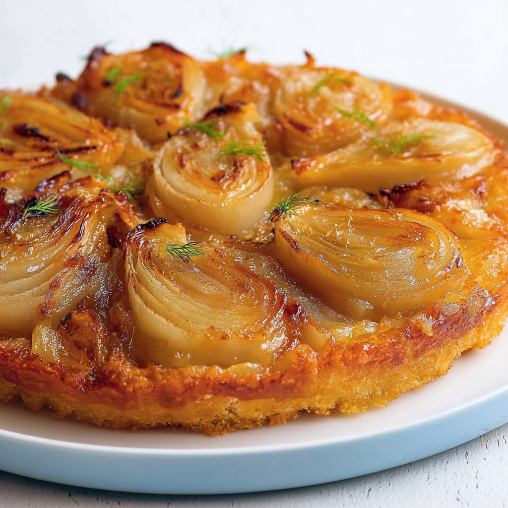 Tatin de fenouil au parmesan, une version keto fondante et caramélisée, entre douceur anisée et croûte fromagère dorée.