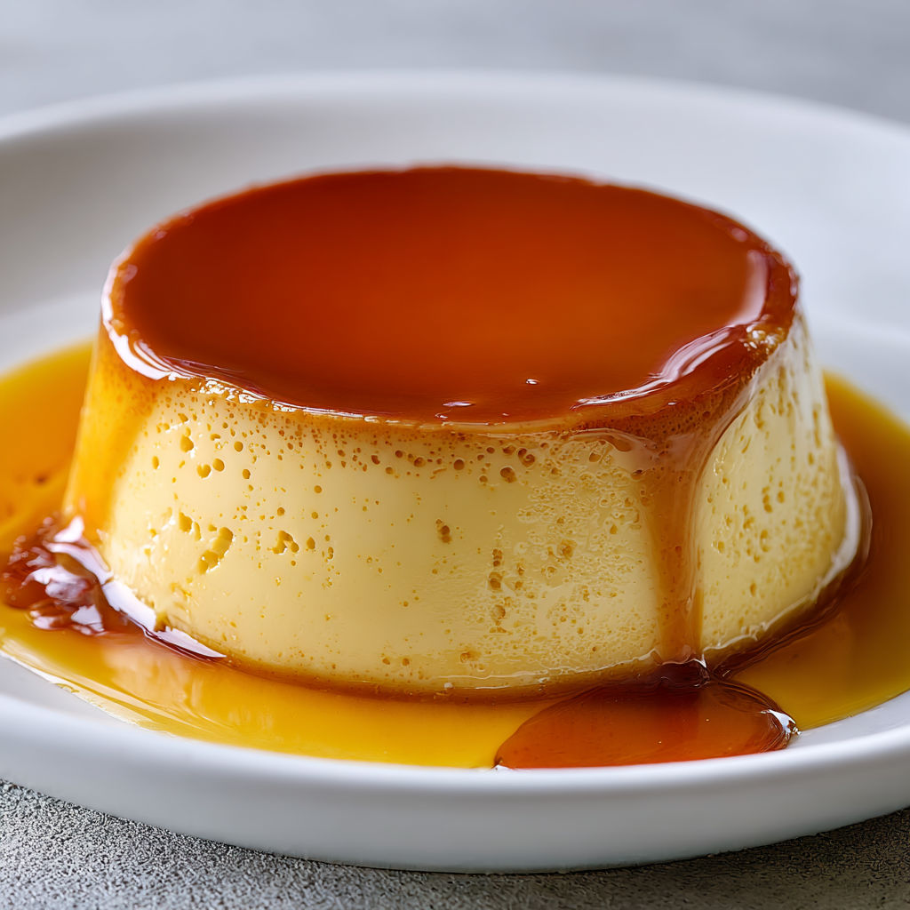 Crème caramel traditionnelle comme chez grand-mère, avec un caramel doré et une texture fondante au lait vanillé.