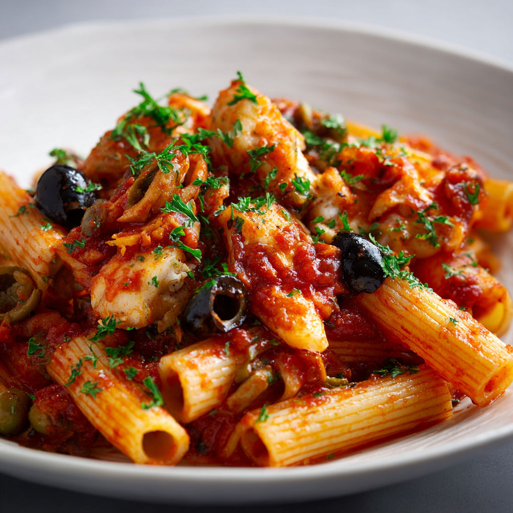 Pâtes enrobées d’une sauce riche au poisson, relevée d’ail, d’oignon et d’herbes fraîches, simple et savoureux.