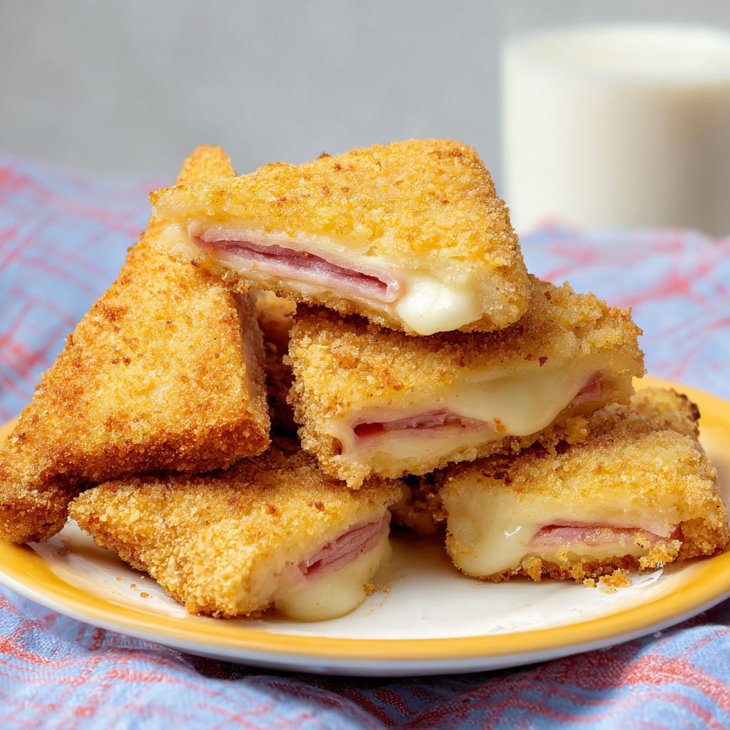 Sandwich frit à l’italienne, pané et garni de mozzarella fondue, ultra gourmand et irrésistible.