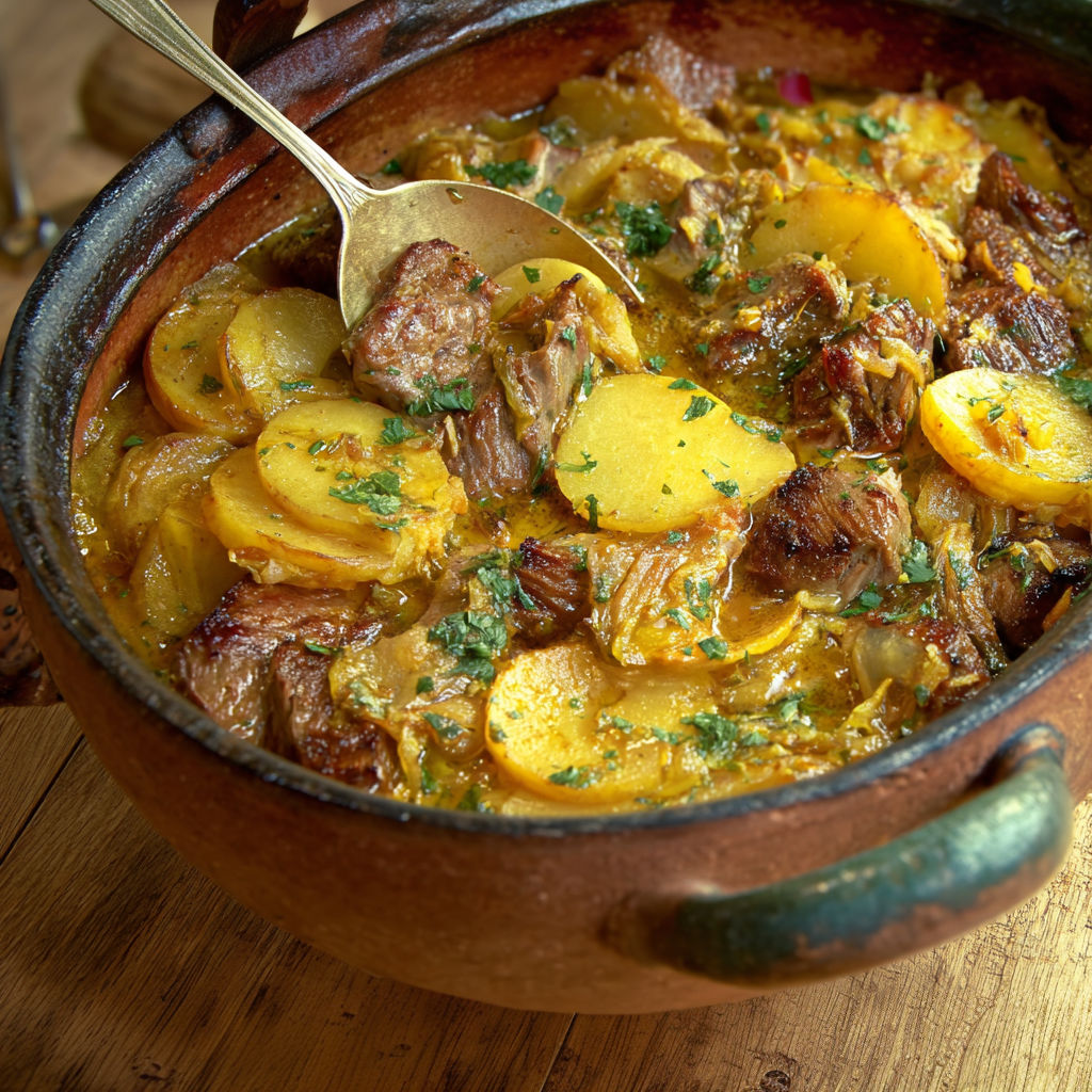 Une soupe de boeuf aux épices est servie dans un bol ronde.